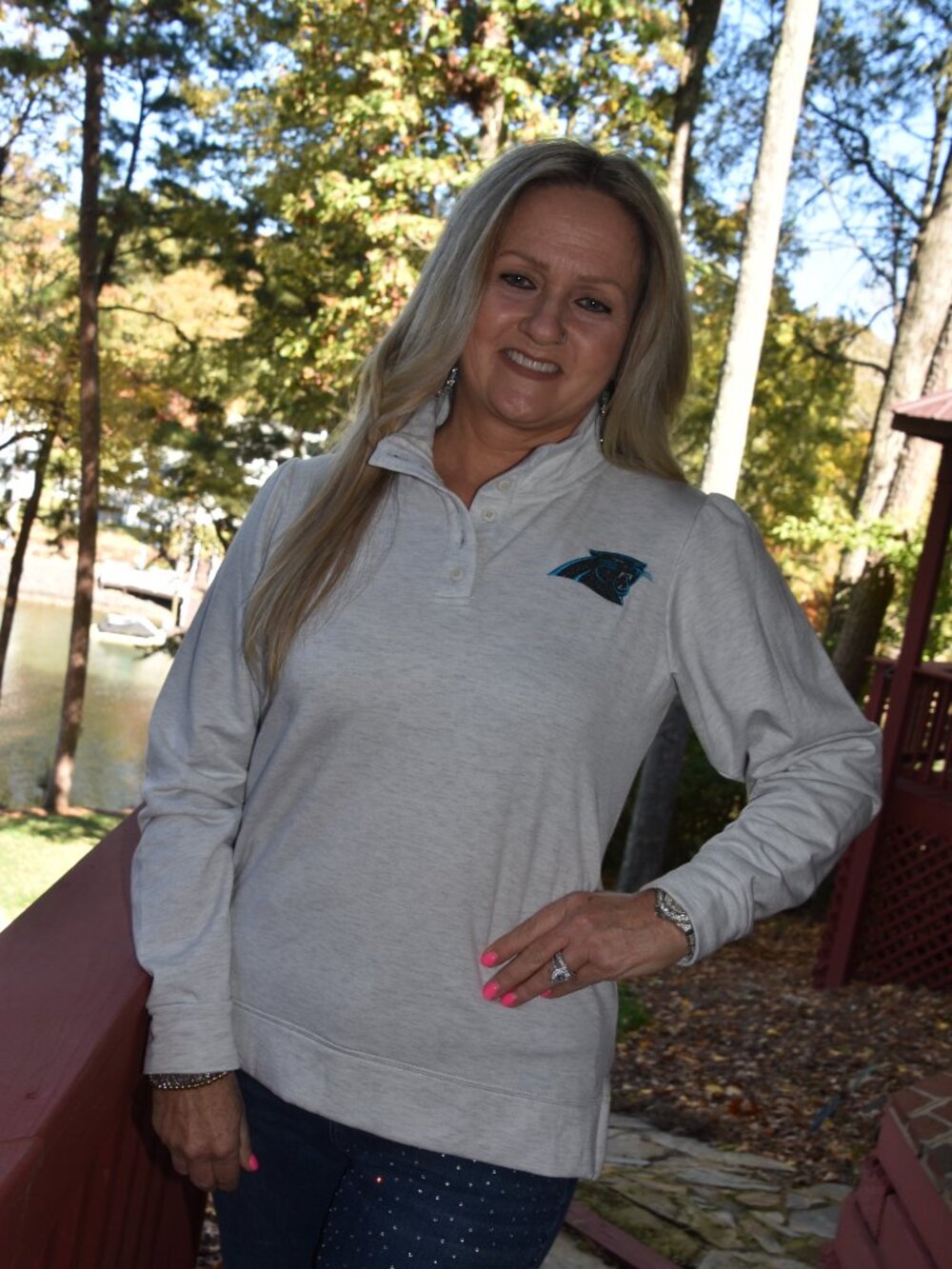 Carolina Panthers grey lightweight sweatshirt licensed by NFL sizes S L XL XXL